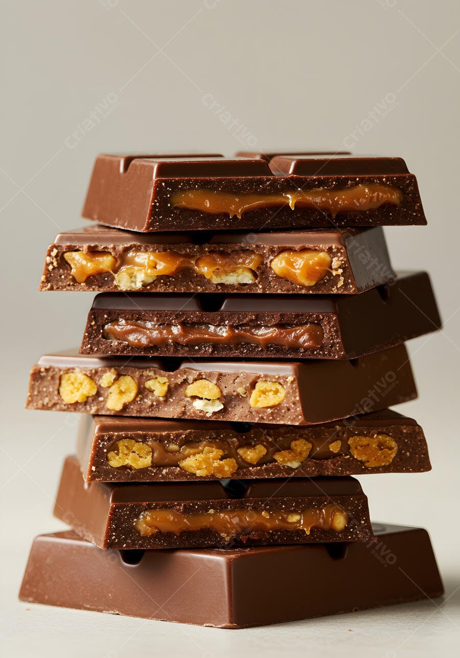 Barra de chocolate com caramelo e crocante