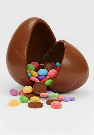 Ovo De Chocolate Aberto Com Doces 