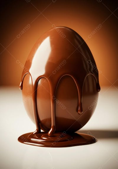 Ovo de Pascoa Com Chocolate Derretido IA