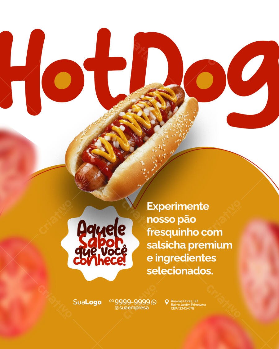 Flyer para Lançamento de Hot Dog PSD Editável