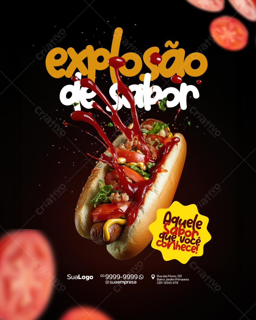 Flyer para Lançamento de Hot Dog PSD Editável
