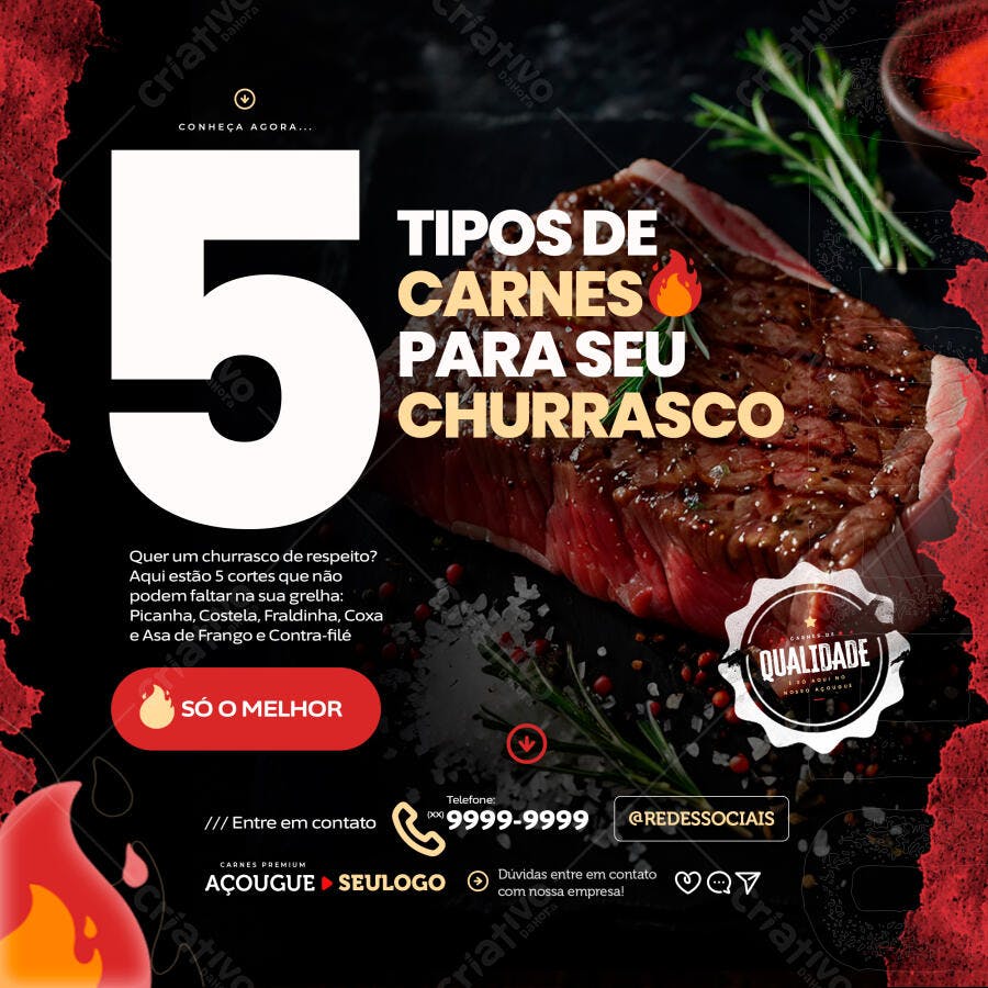 Post para Churrasco PSD Editável