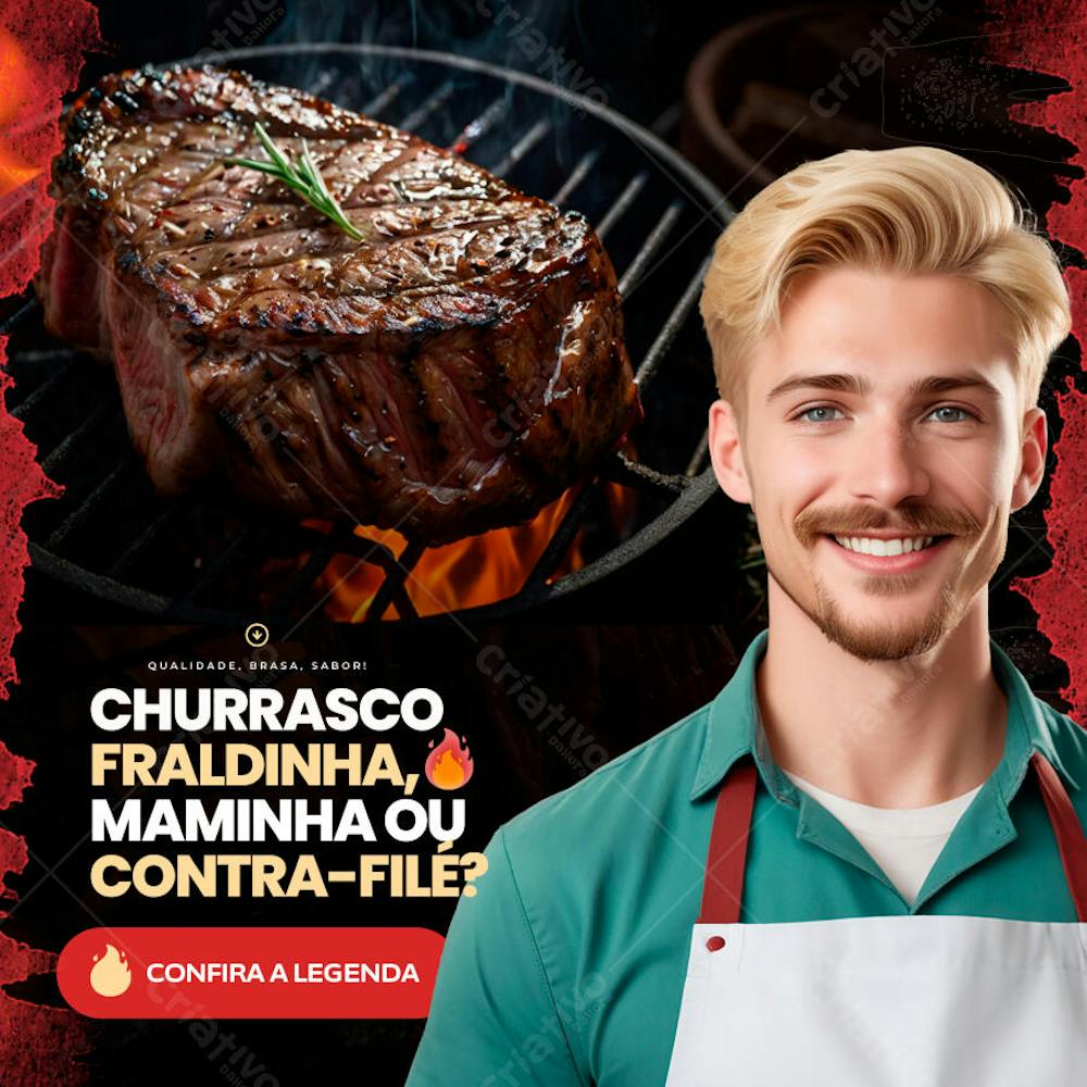 Churrasco fraldinha, maminha ou contra-filé