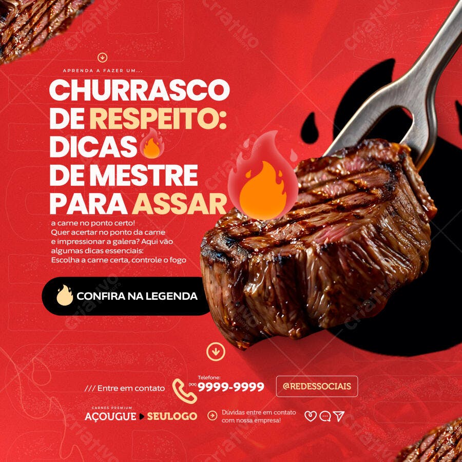Postagem Churrasco de Respeito PSD Editável