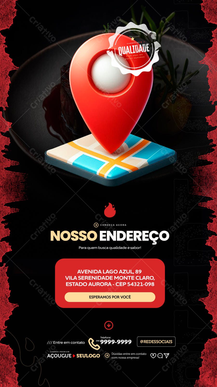 Flyer para Localização de Churrascaria PSD Editável
