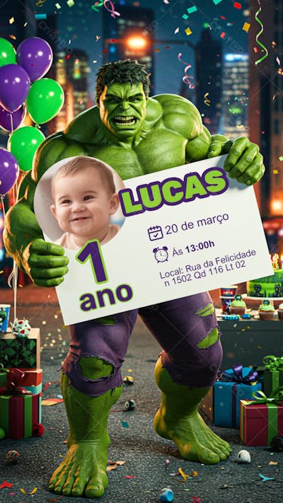  Convite Aniversário Hulk