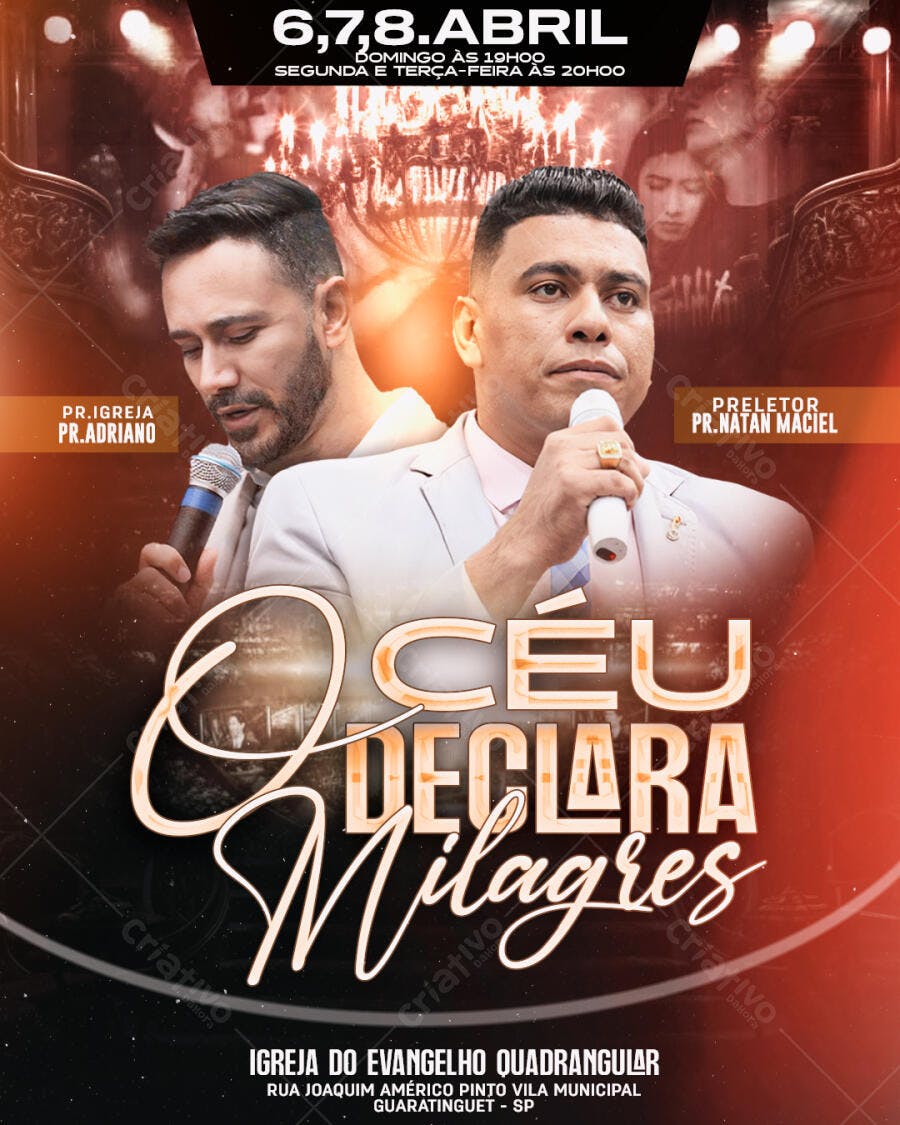 Flyer para Evento Religioso 6,7,8 Abril PSD Editável