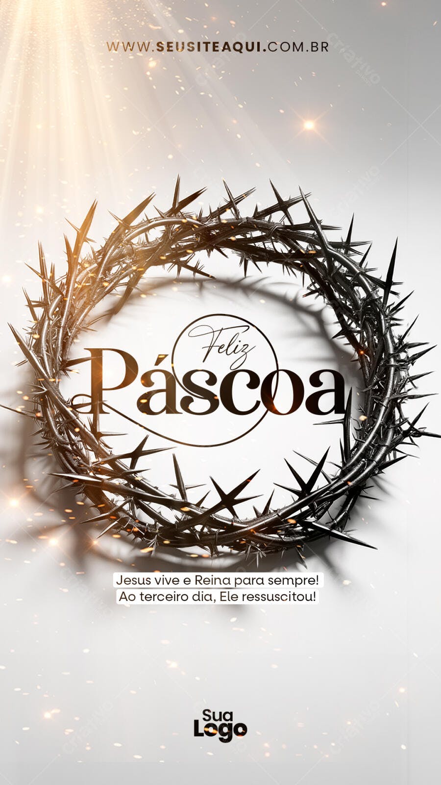 Flyer Páscoa com Coroa de Espinhos PSD Editável