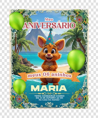 CONVITE CANVA EDITAVEL ANIMAL FOFO PREMIUM 2025