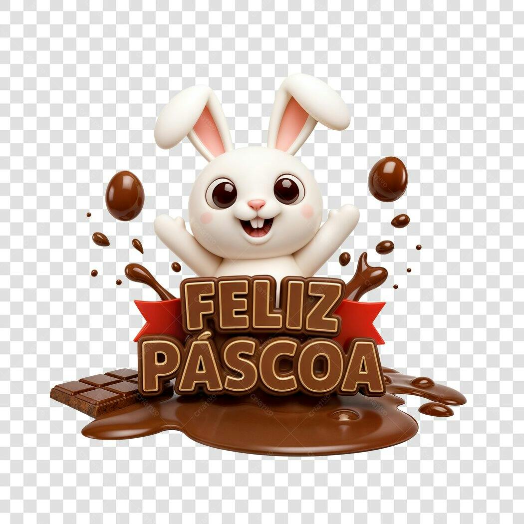 Post Instagram Páscoa Coelho PNG com fundo transparente