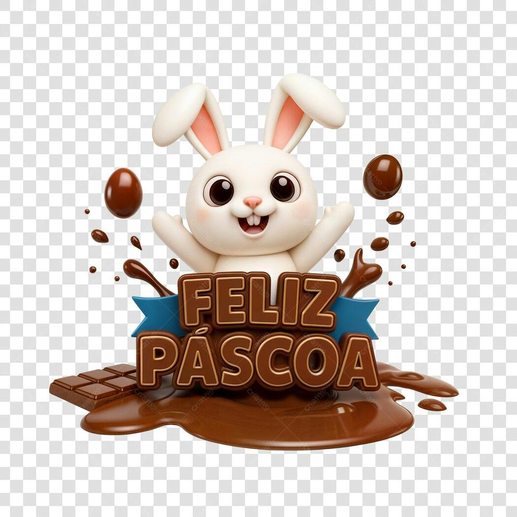 Post Instagram Páscoa Coelho Chocolate PNG com fundo transparente