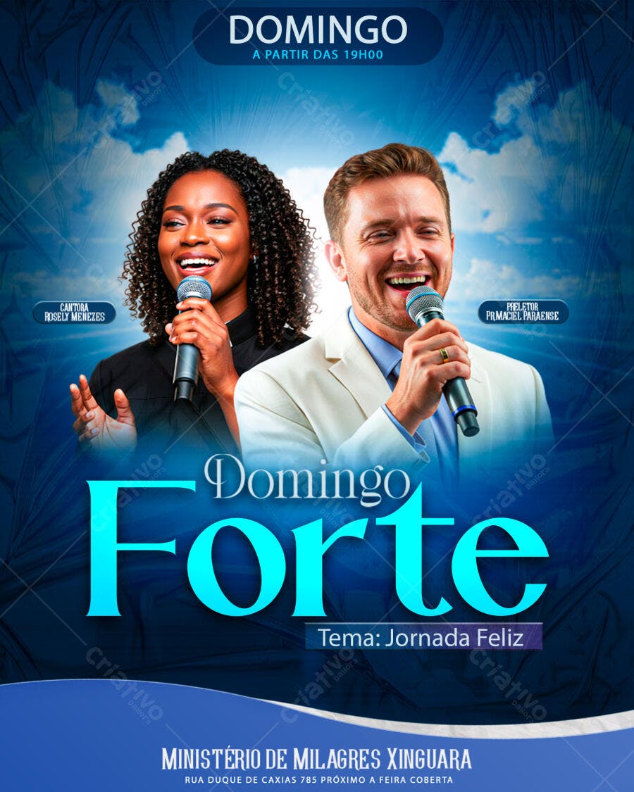 Flyer Evento Religioso Domingo Forte PSD Editável
