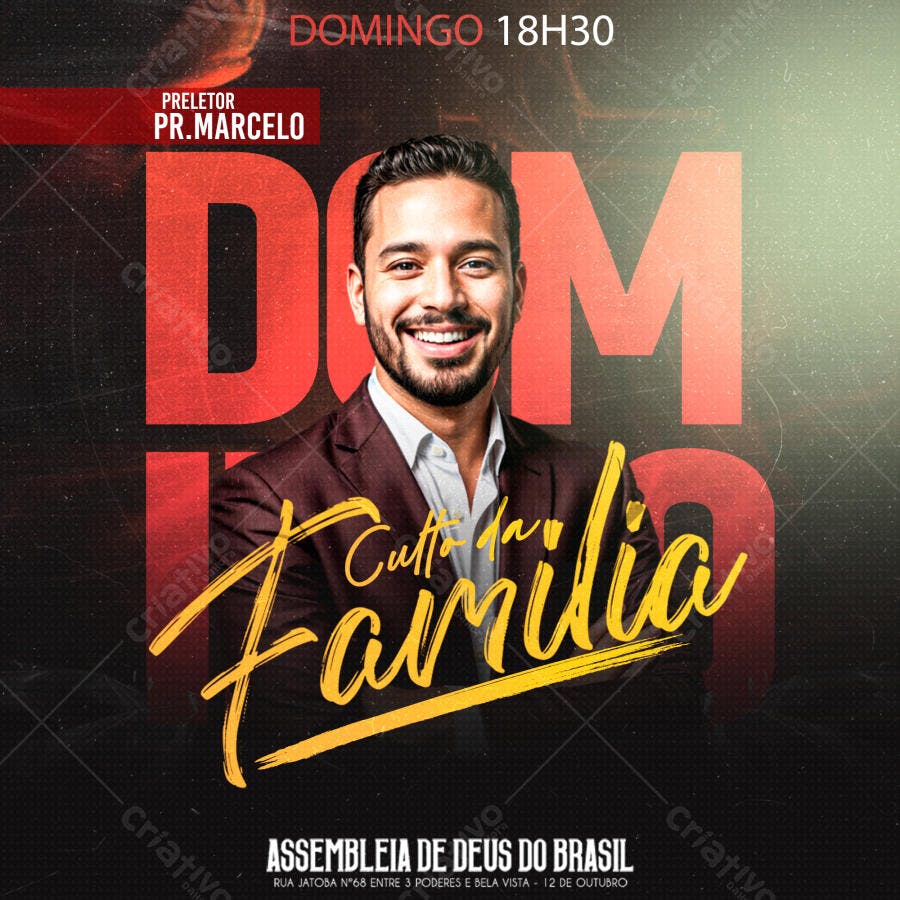 Flyer para Culto da Família 12 de Outubro PSD Editável