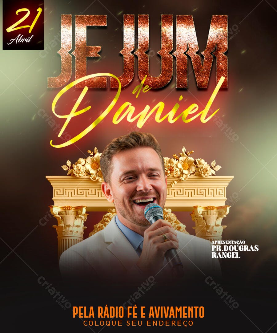 Flyer Jejum de Daniel 21 de Abril PSD Editável