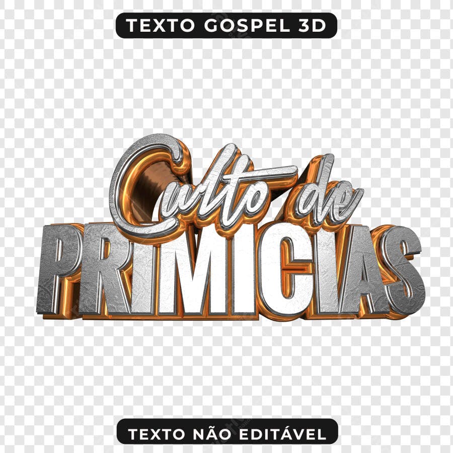 Selo 3D religioso dourado e prata metalizado