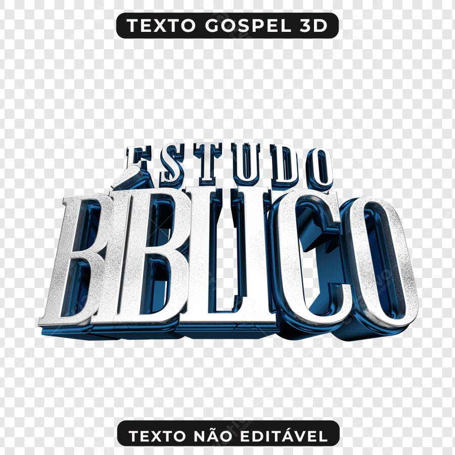 Selo 3D religioso prata e azul metálico