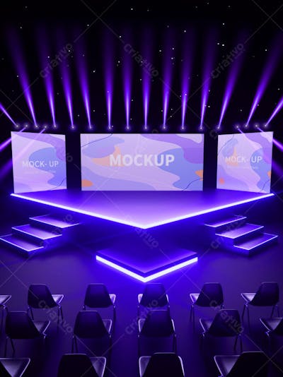 Conference hall with screen event psd editable mockup