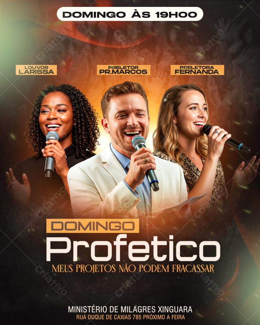 Flyer Evento Profético Domingo PSD Editável