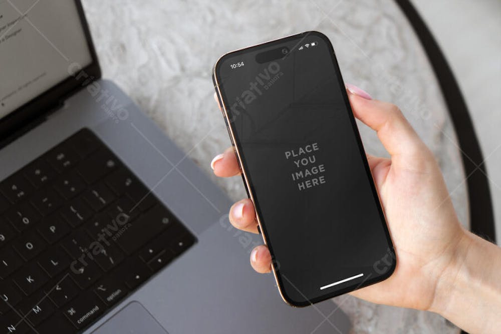 Smartphone iphone 16 in hand psd Editable Mockup (11)