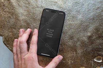 Smartphone iphone 16 in hand psd Editable Mockup (17)