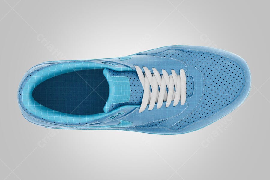 Mockup Tênis Azul Bebê Vista Superior - Design Moderno
