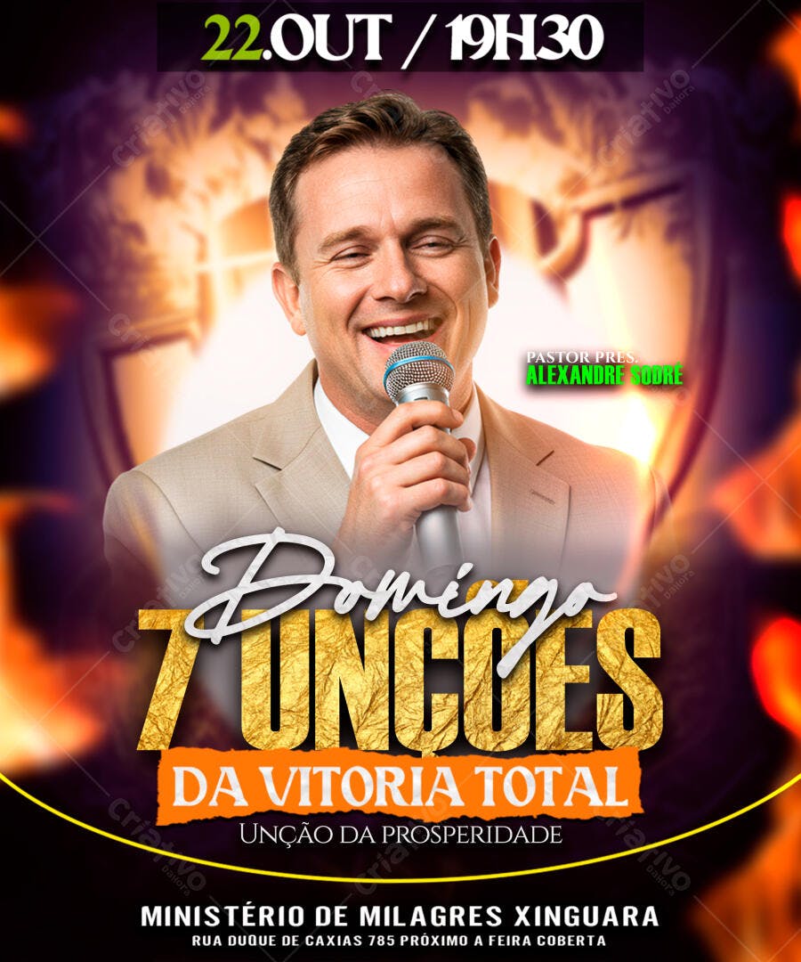 Flyer para Evento Religioso 22 de Outubro PSD Editável
