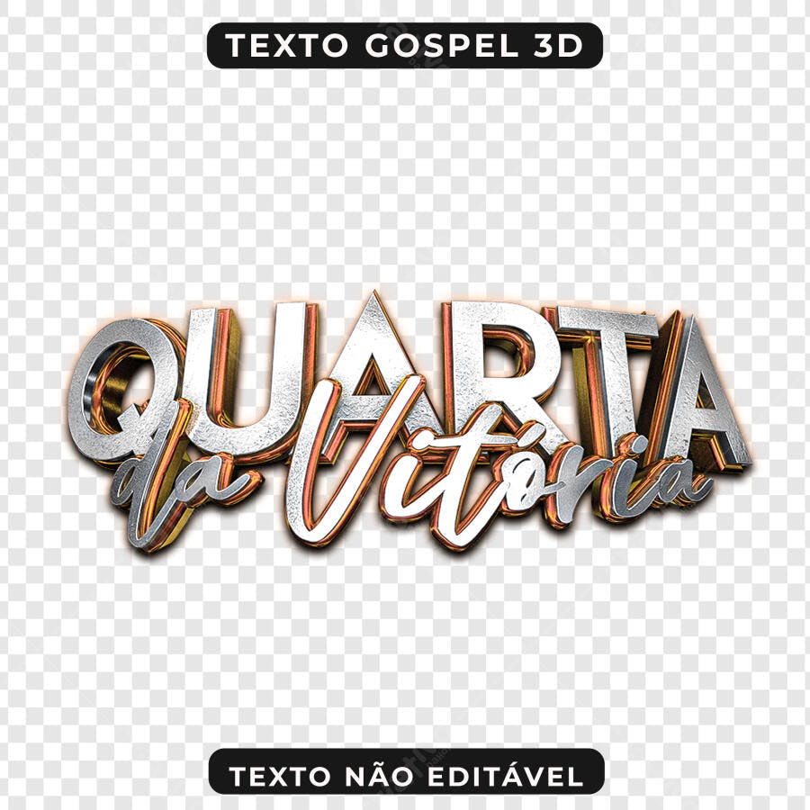 Selo 3D gospel metalizado prata e dourado