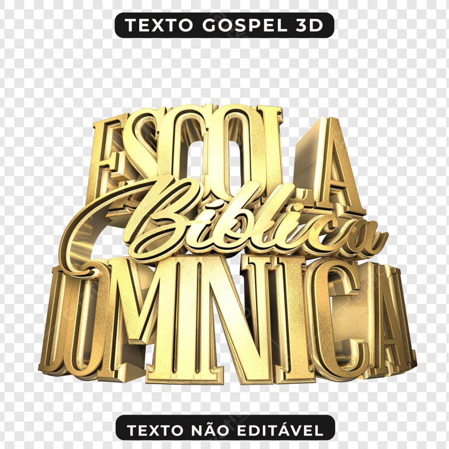 Selo 3D religioso dourado escola bíblica dominical