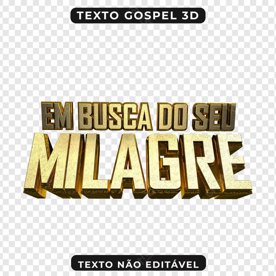 Texto Gospel 3D Em Busca do Seu Milagre PNG com fundo transparente