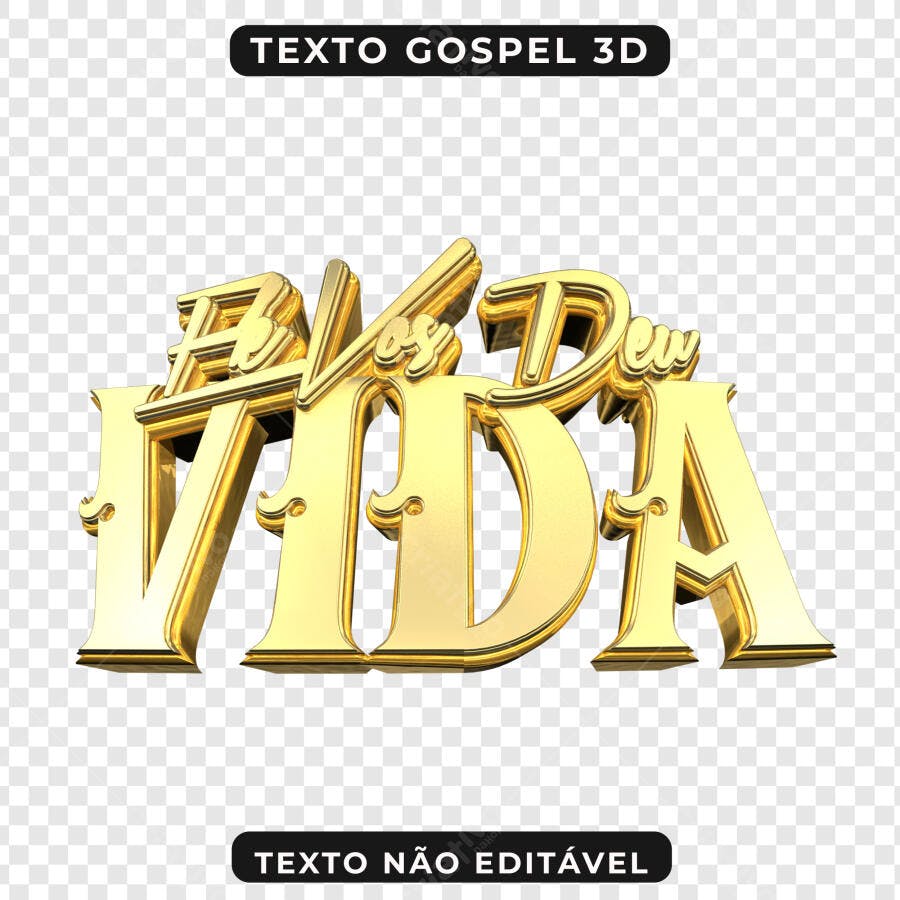 Logo Gospel Vida em 3D PNG com fundo transparente