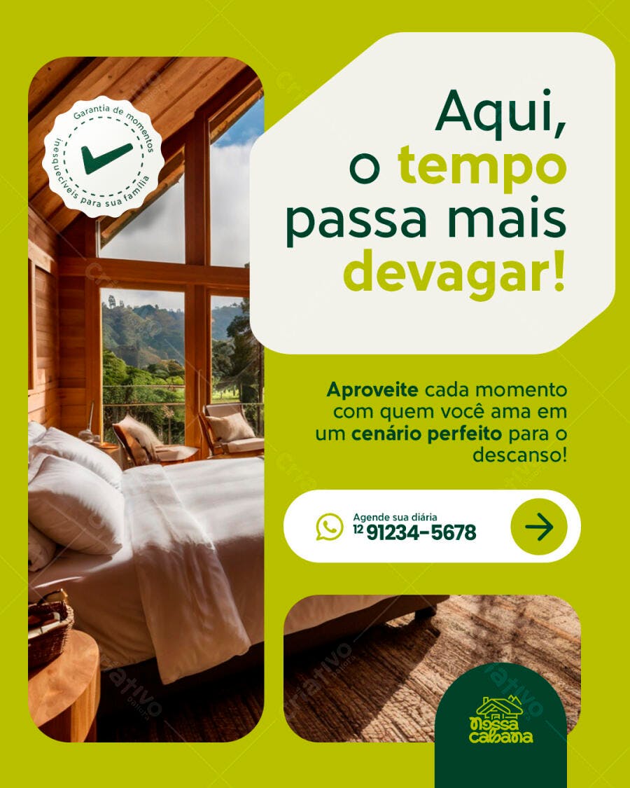 Flyer para Hospedagem em Cabana de Madeira PSD Editável