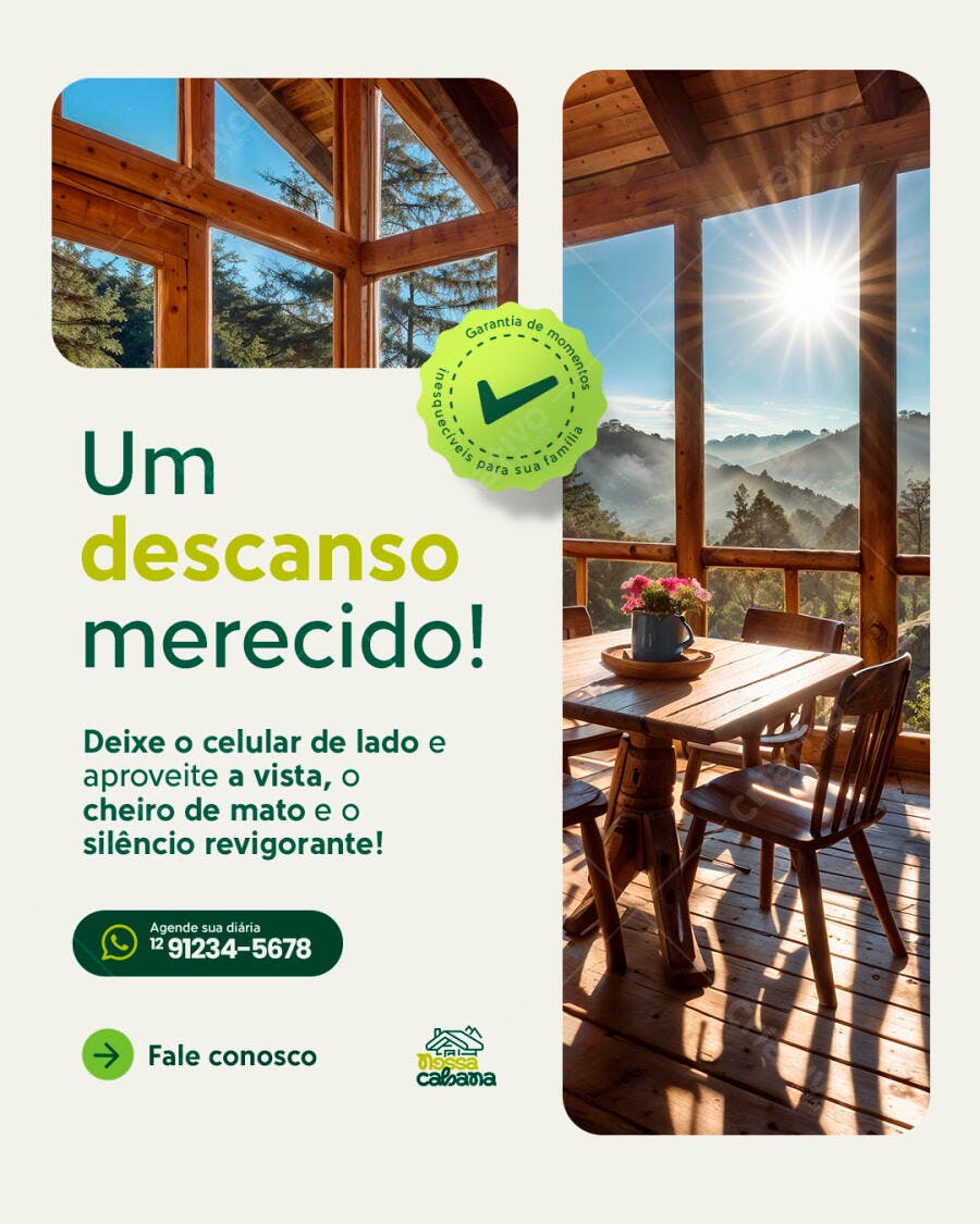 Post para Redes Sociais - Promoção de Chalés PSD Editável