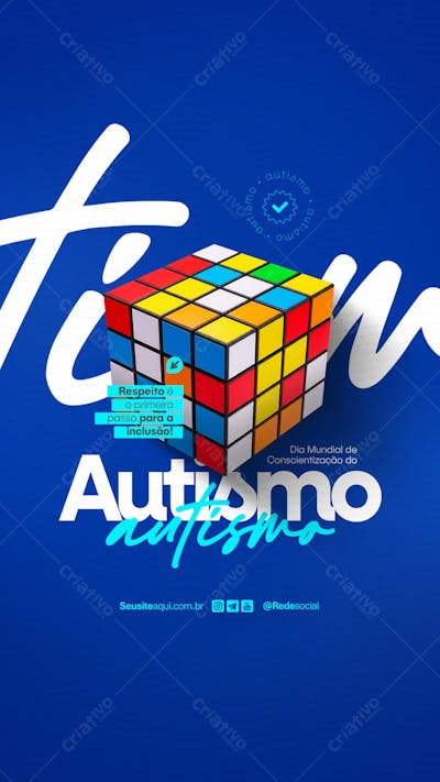 Dia Mundial de Conscientização do Autismo 2 de Abril Social Media PSD Editável (2)