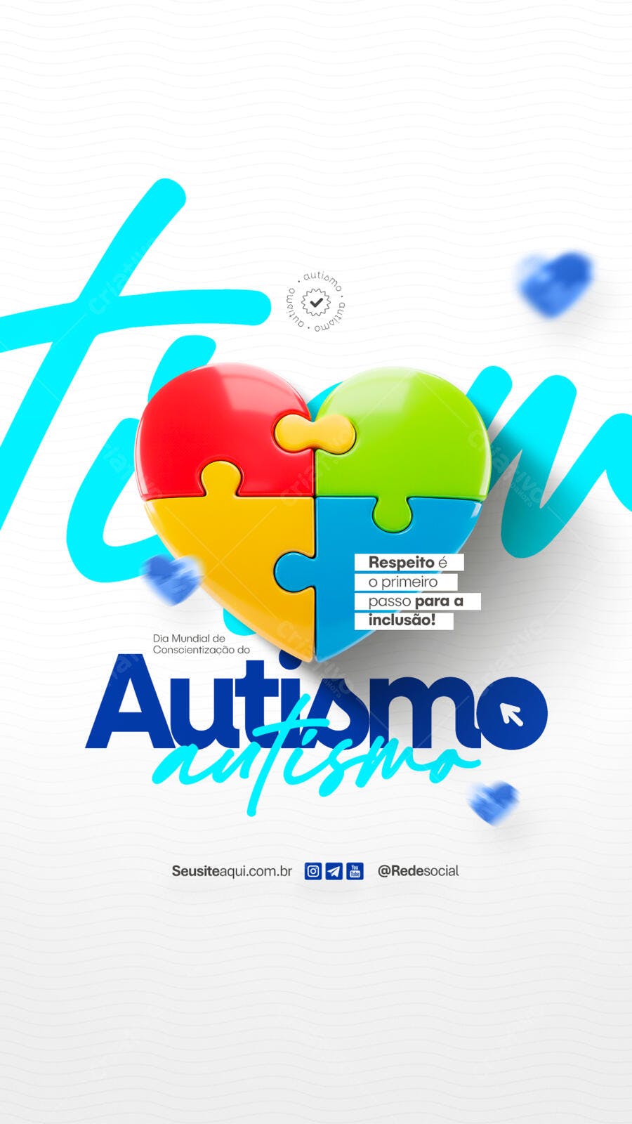 Flyer Dia Mundial do Conscientização do Autismo PSD Editável