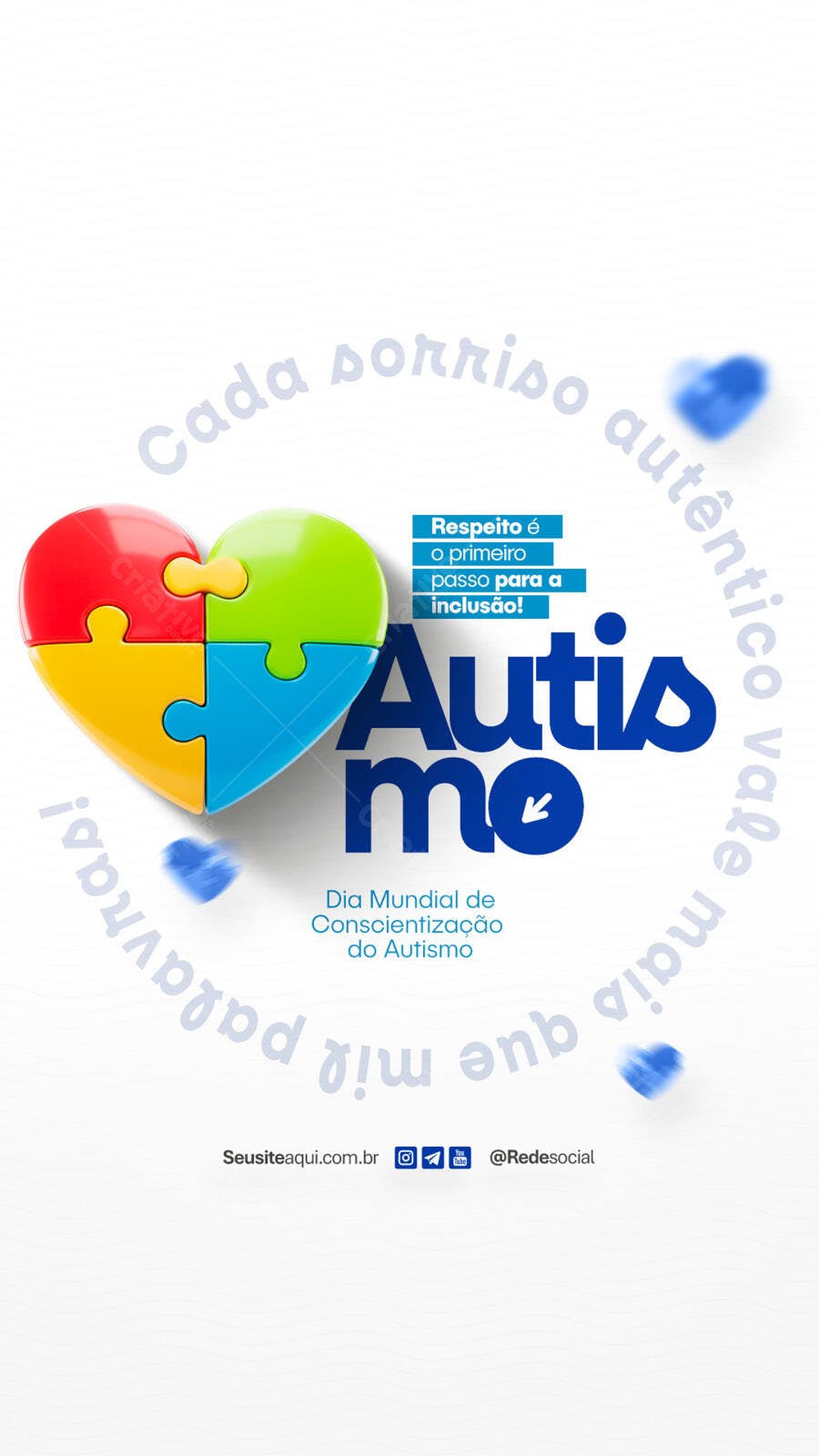 Post para o Dia Mundial da Conscientização do Autismo PSD Editável