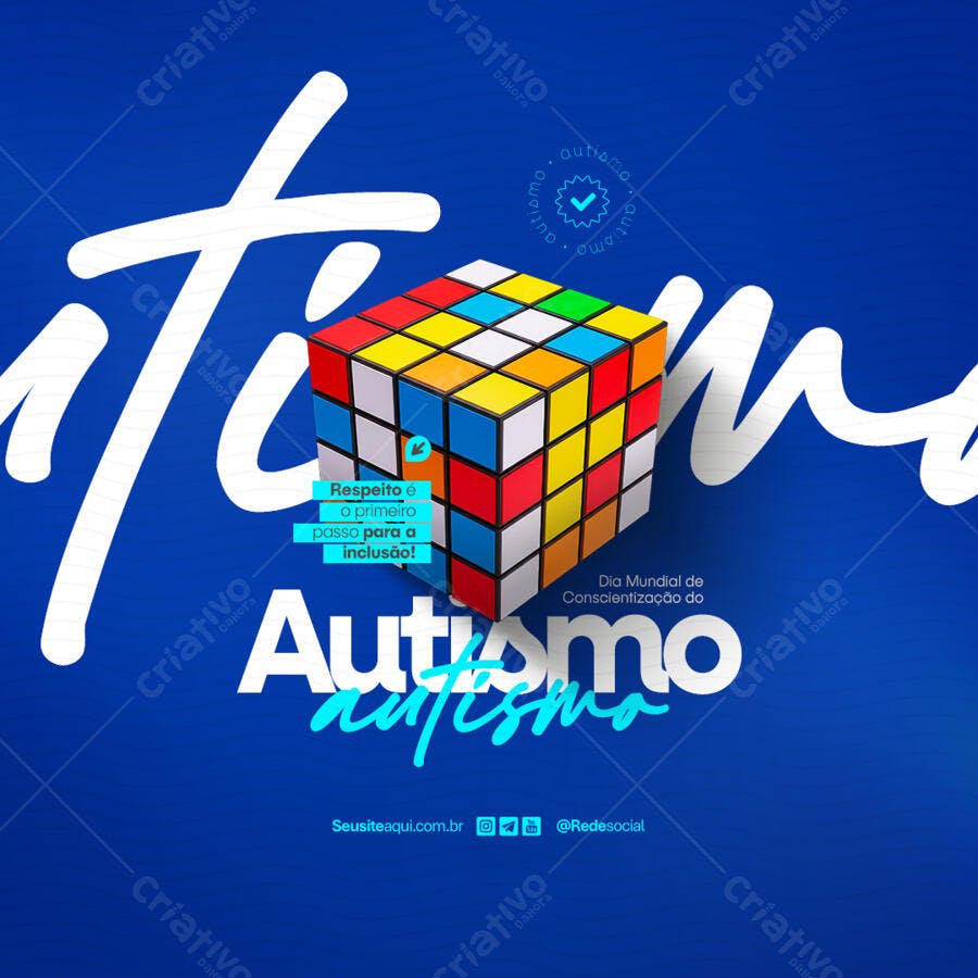 Post para o Dia Mundial de Conscientização do Autismo PSD Editável