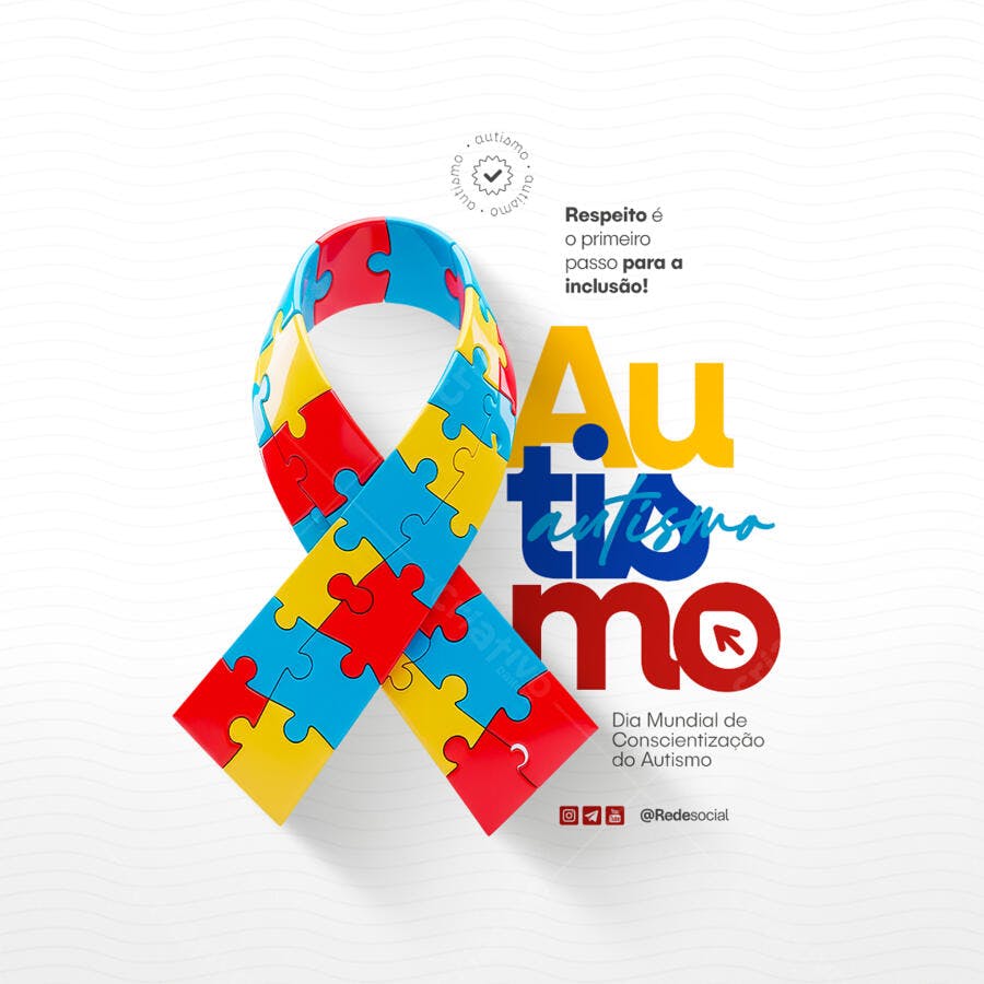 Post para o Dia Mundial da Conscientização do Autismo PSD Editável