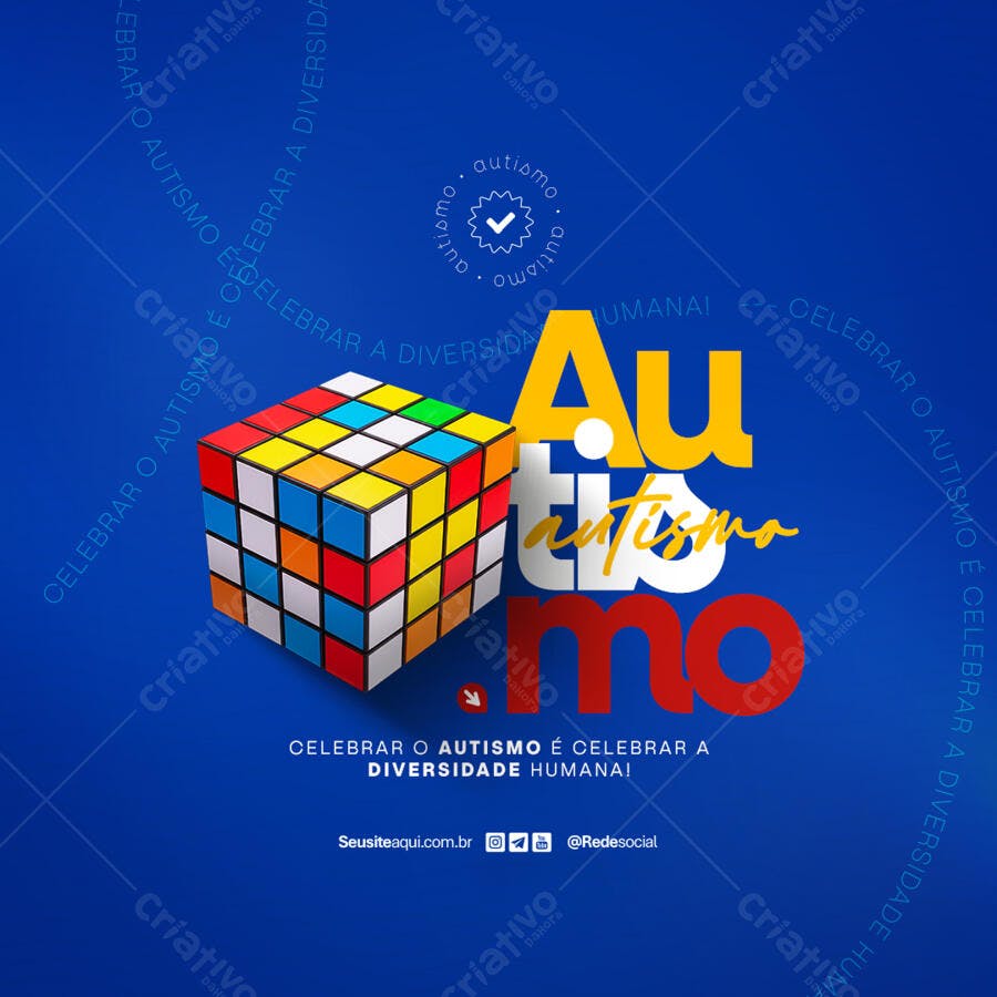Post para o Dia Mundial de Conscientização do Autismo PSD Editável