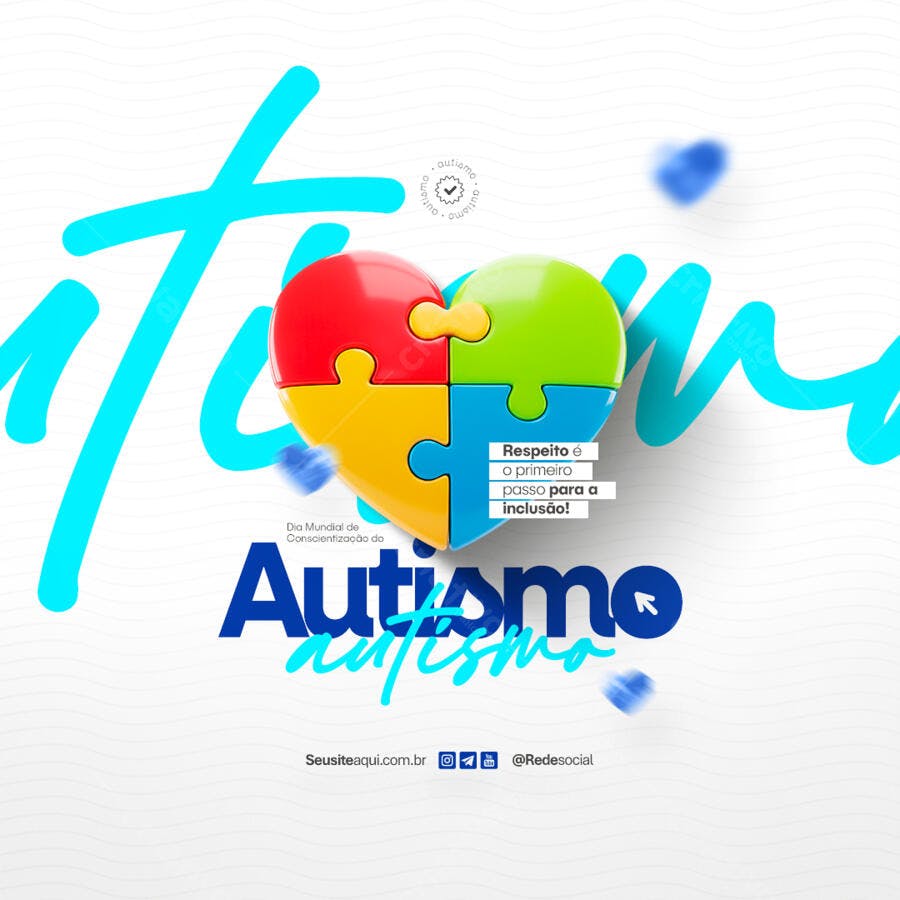 Post para o Dia Mundial de Conscientização do Autismo PSD Editável