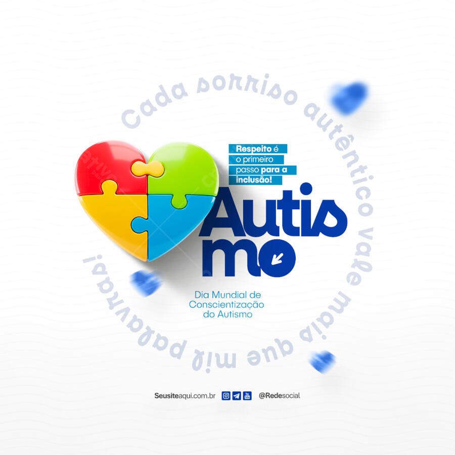 Post para o Dia Mundial de Conscientização do Autismo PSD Editável