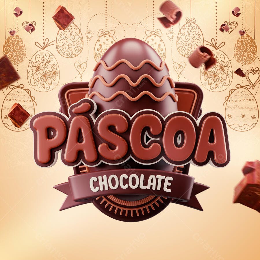 Logo Páscoa Chocolate PSD Editável