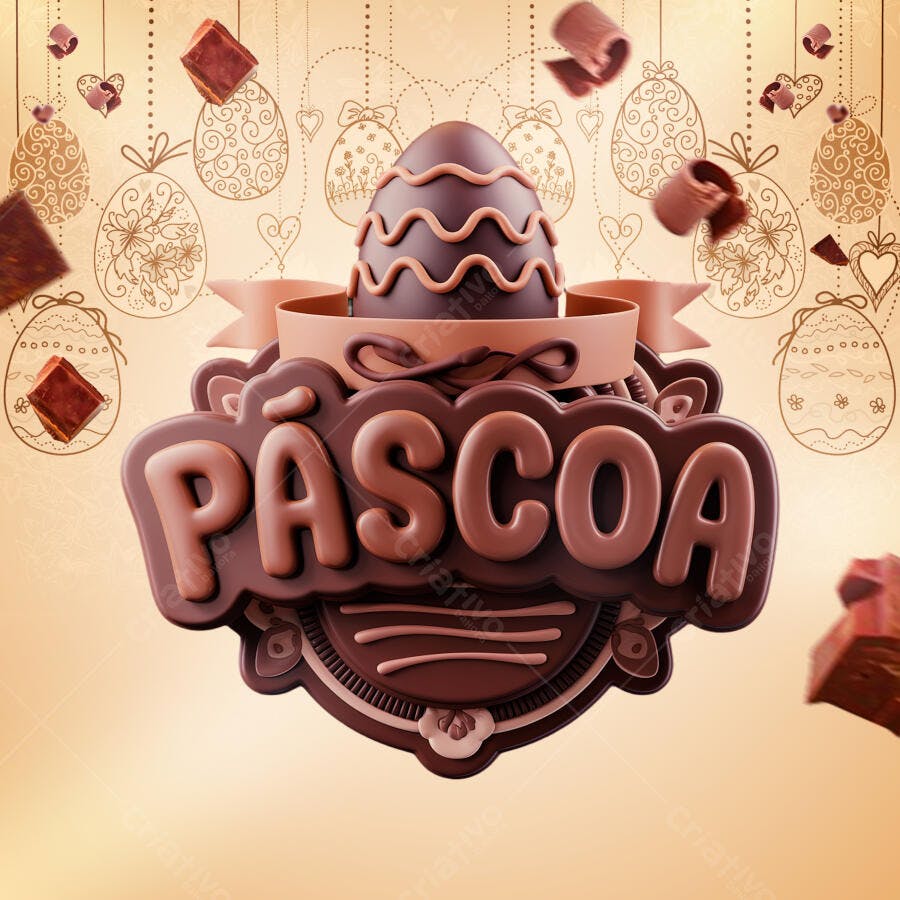 Banner Páscoa em Chocolate PSD Editável