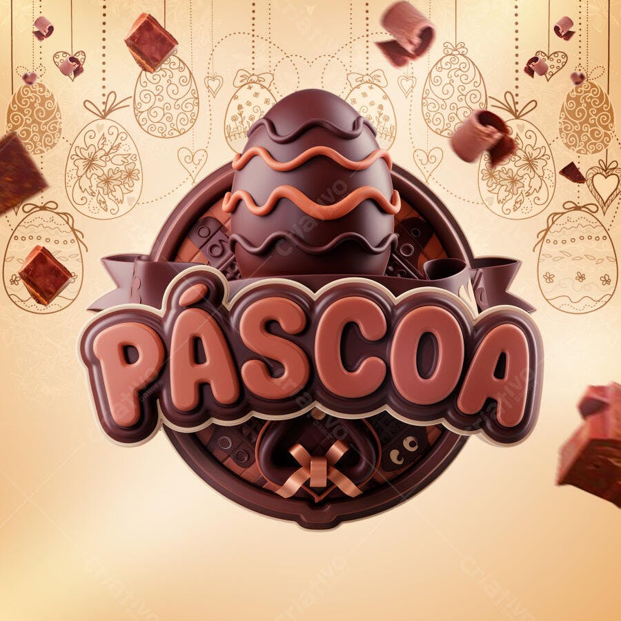 Flyer Páscoa com Ovo de Chocolate PSD Editável