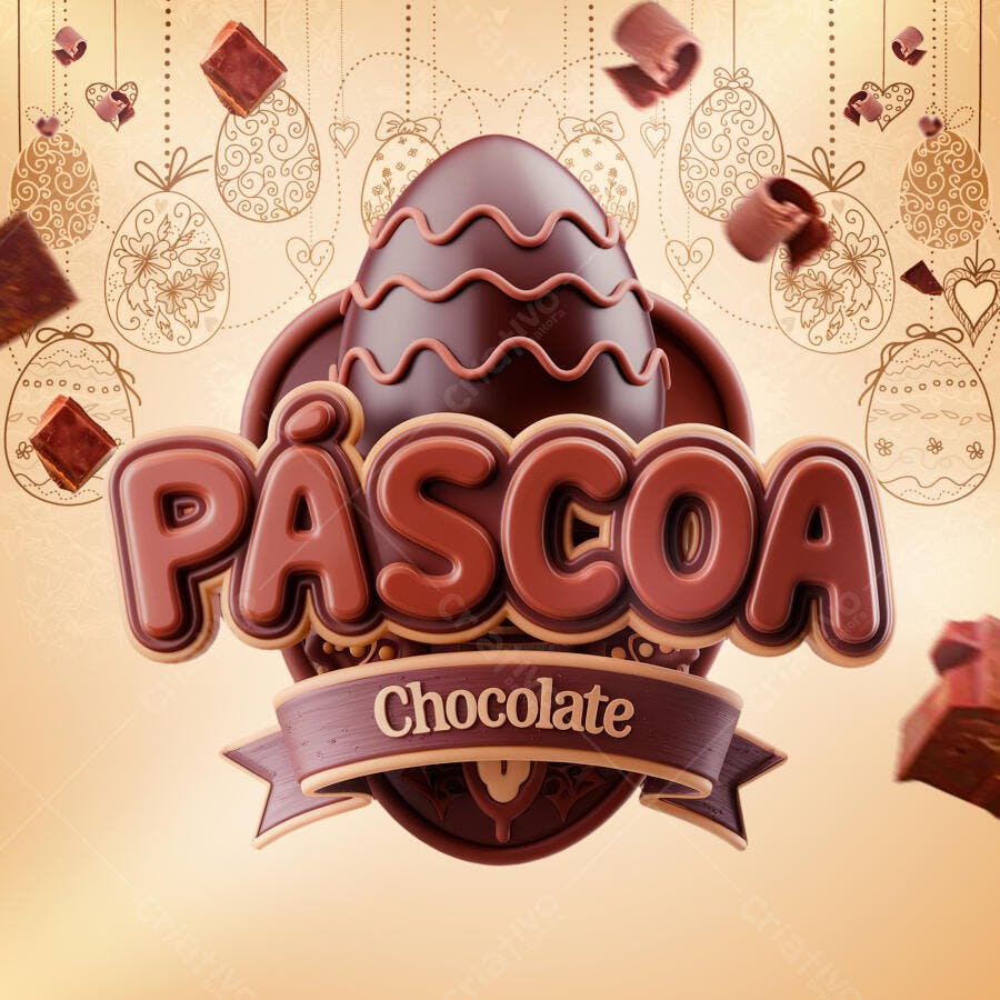 Arte Páscoa Chocolate PSD Editável