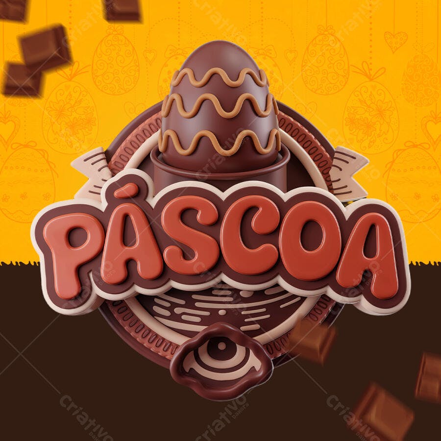 Arte Páscoa em 3D PSD Editável