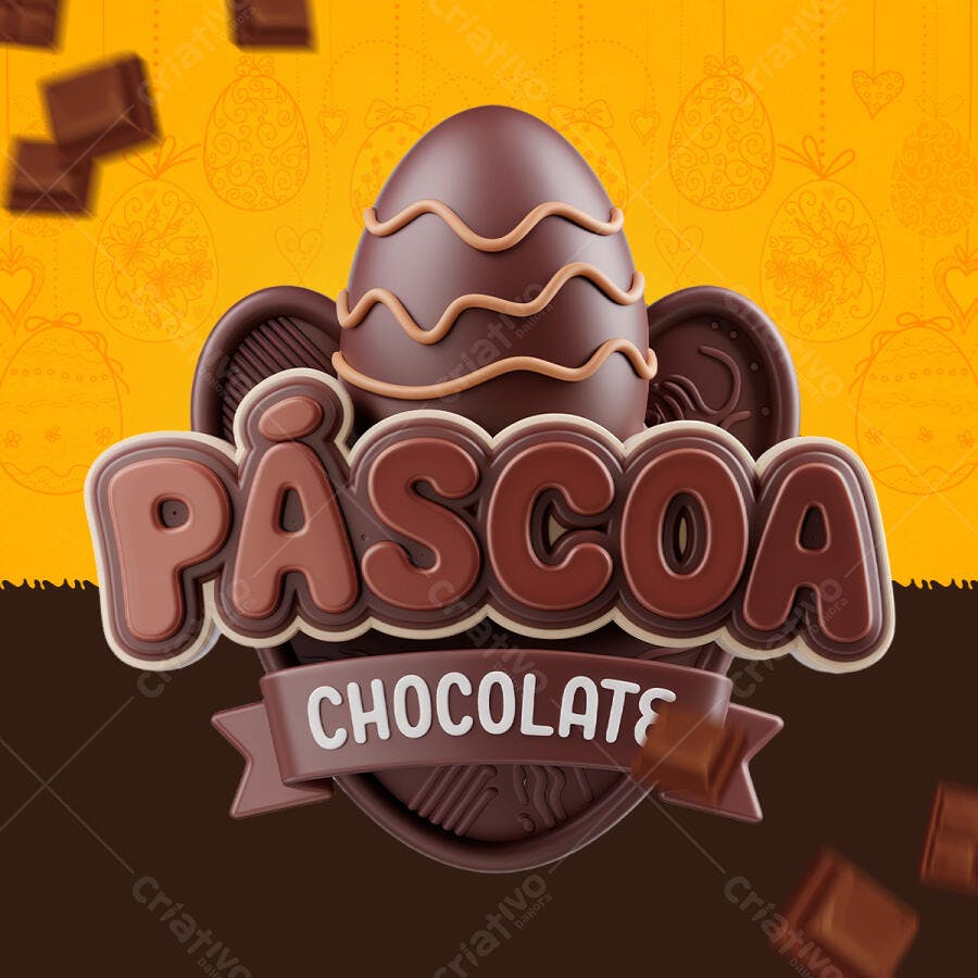 Arte Páscoa Chocolate PSD Editável