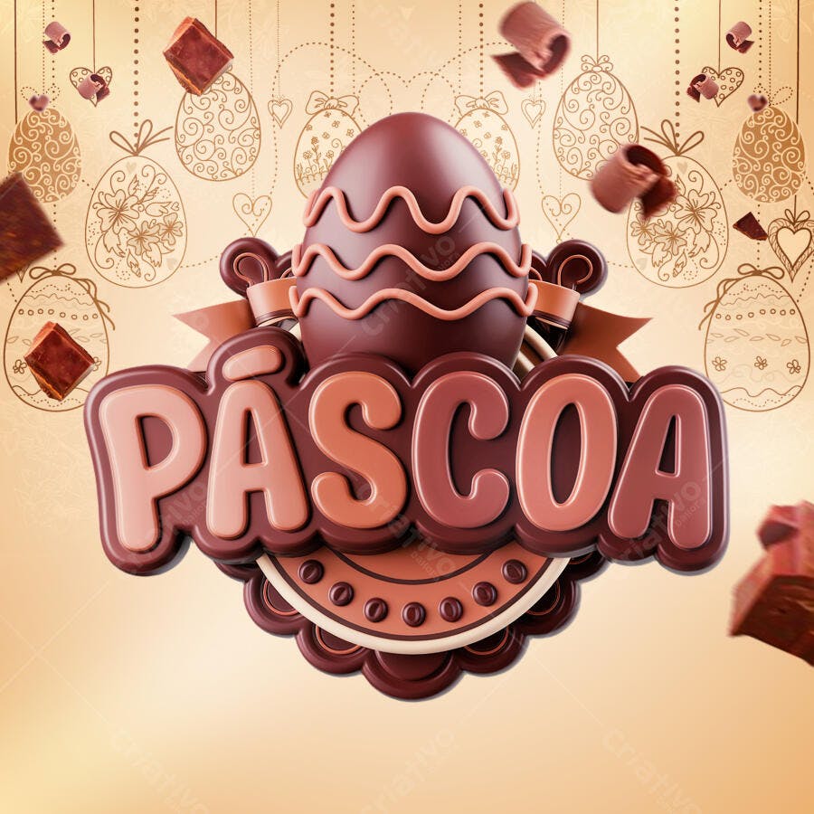 Banner Páscoa com Ovo de Chocolate PSD Editável