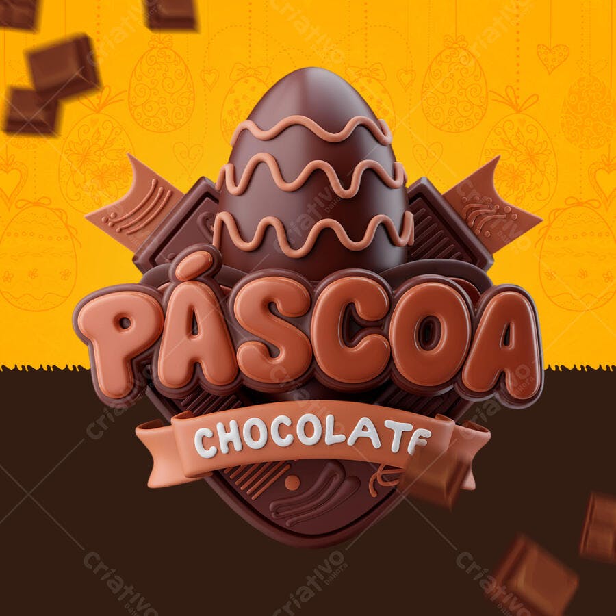 Arte Páscoa em Chocolate PSD Editável