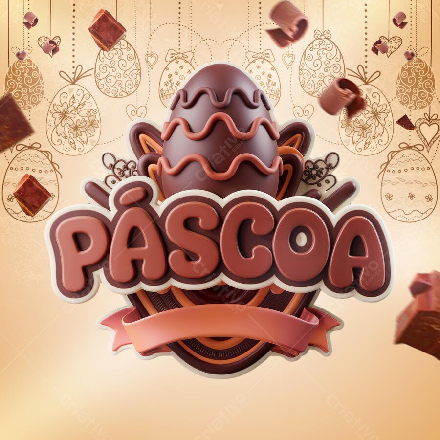 Banner Páscoa com Ovo de Chocolate PSD Editável