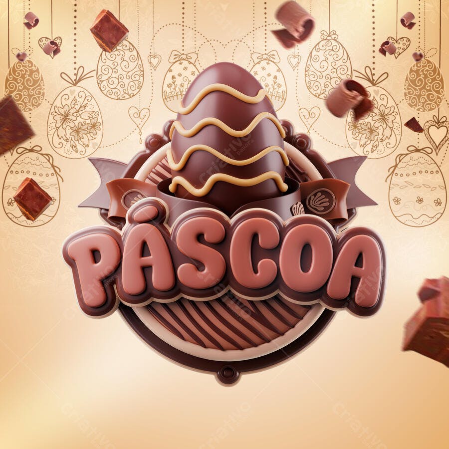 Banner Páscoa com Ovo de Chocolate PSD Editável